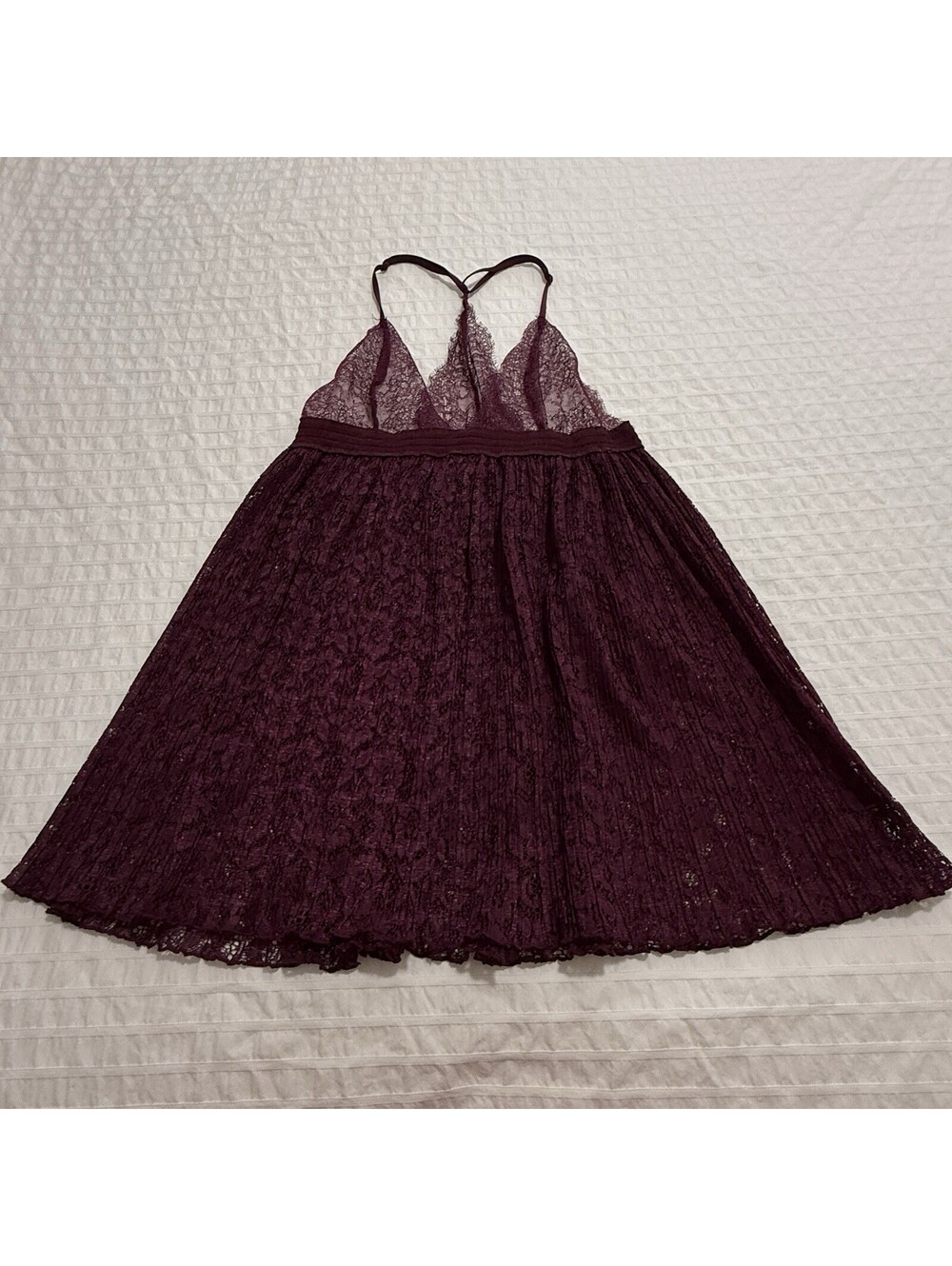 Victoria’s Secret Burgundy Plum Babydoll Slip Lingerie Sheer Lace Sz M Medium